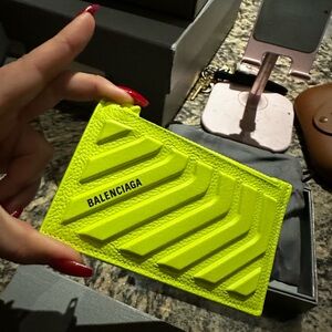 Balenciaga Bright Yellow Textured Card Holder